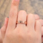 Filigree Engrave Solid Wedding Band for Men Rose Gold Stacking Ring