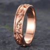 Filigree Engrave Solid Wedding Band for Men Rose Gold Stacking Ring