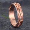 Filigree Engrave Solid Wedding Band for Men Rose Gold Stacking Ring