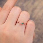 Rose Gold Floral Emerald & Pink Sapphire Curved Wedding Band
