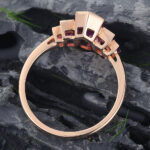 Art Deco Elongated Hexagon Cut Amethyst Engagement Ring 14K Rose Gold
