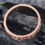 Vintage Leaf Men's Engrave Wedding Band Rose Gold Stacking Ring