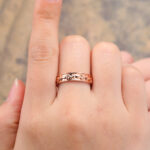 Vintage Leaf Men's Engrave Wedding Band Rose Gold Stacking Ring