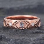 Rose Gold Marquise Cut Alexandrite Wedding Band for Men