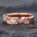 Rose Gold Marquise Cut Alexandrite Wedding Band for Men