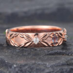 Rose Gold Marquise Cut Alexandrite Wedding Band for Men