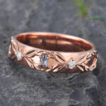 Rose Gold Marquise Cut Alexandrite Wedding Band for Men