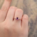 Rose Gold Oval Cut Amethyst & Opal & Moonstone Engagement Ring