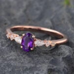 Rose Gold Oval Cut Amethyst & Opal & Moonstone Engagement Ring