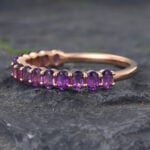 Rose Gold Oval Cut Amethyst Wedding Band Anniversary Promise Ring