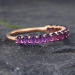 Rose Gold Oval Cut Amethyst Wedding Band Anniversary Promise Ring