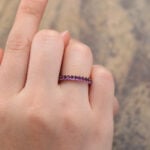 Rose Gold Oval Cut Amethyst Wedding Band Anniversary Promise Ring