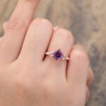 Rose Gold Princess Cut Amethyst Cluster Engagement Ring
