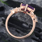 Rose Gold Princess Cut Amethyst Cluster Engagement Ring