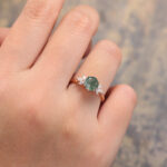Round Cut Moss Agate Rose Gold Twisted Engagement Ring