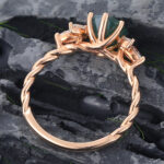 Round Cut Moss Agate Rose Gold Twisted Engagement Ring
