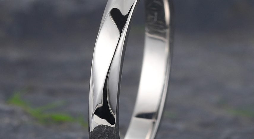 Twisted Design Solid Men's Wedding Band 14K White Gold Stacking Ring (6) Twisted Design Solid Men's Wedding Band 14K White Gold Stacking Ring
