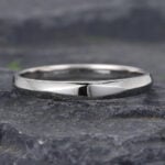 Concave Solid Wedding Band for Men 14K White Gold Stacking Ring