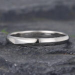 Concave Solid Wedding Band for Men 14K White Gold Stacking Ring
