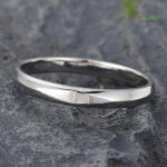 Concave Solid Wedding Band for Men 14K White Gold Stacking Ring