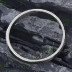 Concave Solid Wedding Band for Men 14K White Gold Stacking Ring