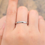 Concave Solid Wedding Band for Men 14K White Gold Stacking Ring