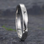 Twisted Design Solid Men's Wedding Band 14K White Gold Stacking Ring