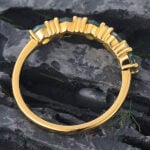 Round Moss Agate & Moissanite Wedding Band 14K Yellow Gold