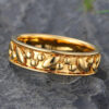 Yellow Gold Engraved Solid Wedding Band for Men Stacking Ring