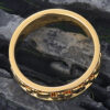 Yellow Gold Engraved Solid Wedding Band for Men Stacking Ring