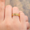 Yellow Gold Engraved Solid Wedding Band for Men Stacking Ring