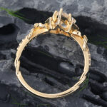 Unique Kite Cut Moonstone Engagement Ring Yellow Gold Art Deco Ring