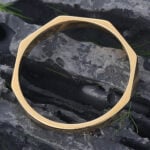 Multi Faceted Men's Wedding Band Yellow Solid Gold Stacking Ring