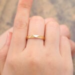 Multi Faceted Men's Wedding Band Yellow Solid Gold Stacking Ring