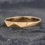 Multi Faceted Men's Wedding Band Yellow Solid Gold Stacking Ring