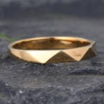 Multi Faceted Men's Wedding Band Yellow Solid Gold Stacking Ring