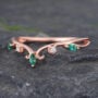 Rose Gold Filigree Emerald & Diamond Curved Wedding Band