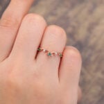 Rose Gold Filigree Emerald & Diamond Curved Wedding Band