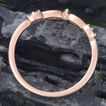 Rose Gold Leaf Filigree Emerald Curved Wedding Band