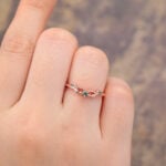 Rose Gold Leaf Filigree Emerald Curved Wedding Band