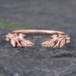 Twig Rose Gold Moissanite Open Curved Wedding Band