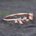 Twig Rose Gold Moissanite Open Curved Wedding Band