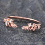 Twig Rose Gold Moissanite Open Curved Wedding Band