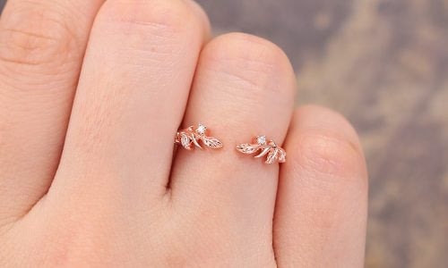 Types of Wedding Rings Twig Rose Gold Moissanite Open Curved Wedding Band