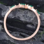 Twist Rose Gold Emerald & Diamond Curved Wedding Band