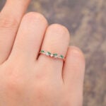 Twist Rose Gold Emerald & Diamond Curved Wedding Band