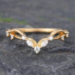 Twist Yellow Gold Moissanite Curved Wedding Band