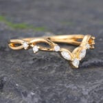 Twist Yellow Gold Moissanite Curved Wedding Band