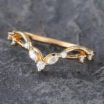 Twist Yellow Gold Moissanite Curved Wedding Band