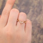 Twist Yellow Gold Moissanite Curved Wedding Band